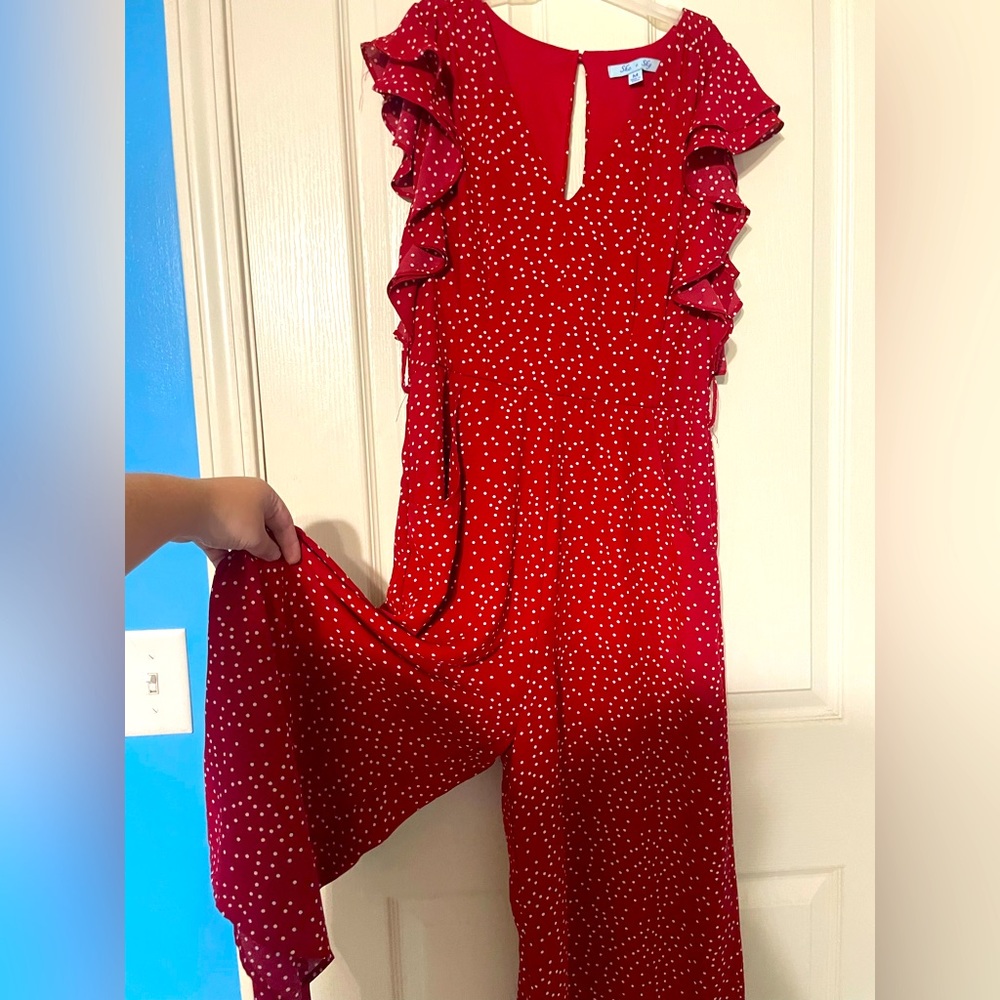 She+Sky Red Jumpsuit Women’s Medium